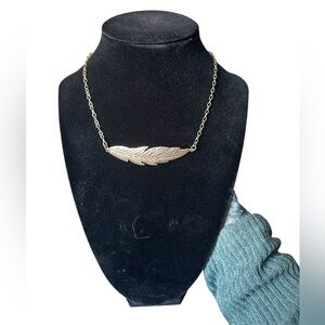 Faux Gold Feather Necklace